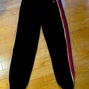 Aviator Nation Balck Velvet 5 Stripe Sweatpants-Never Worn